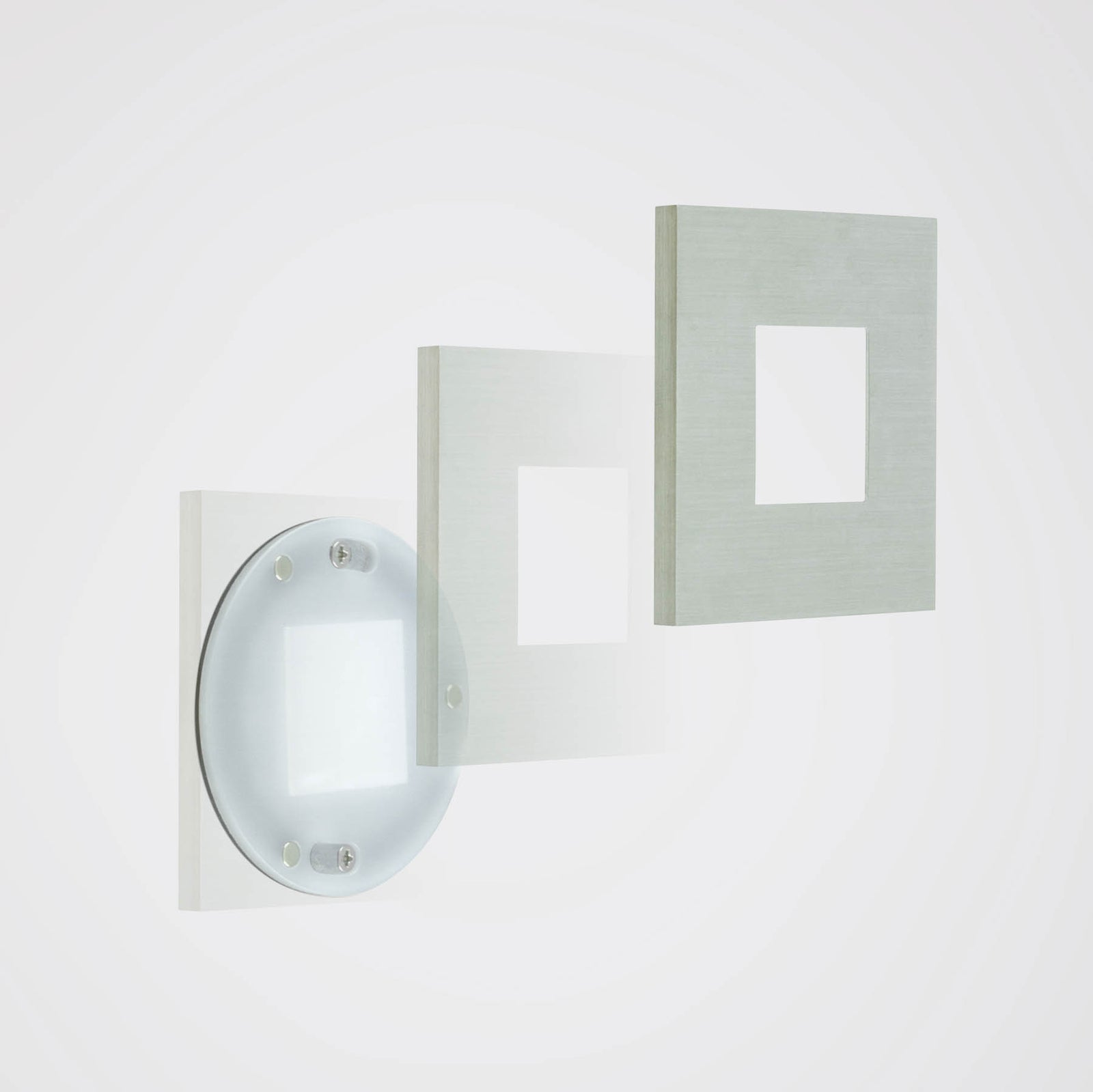 LED vegginnbyggingsspot rustfritt stål 7,6x7,6 cm IP44 - EVN installasjon