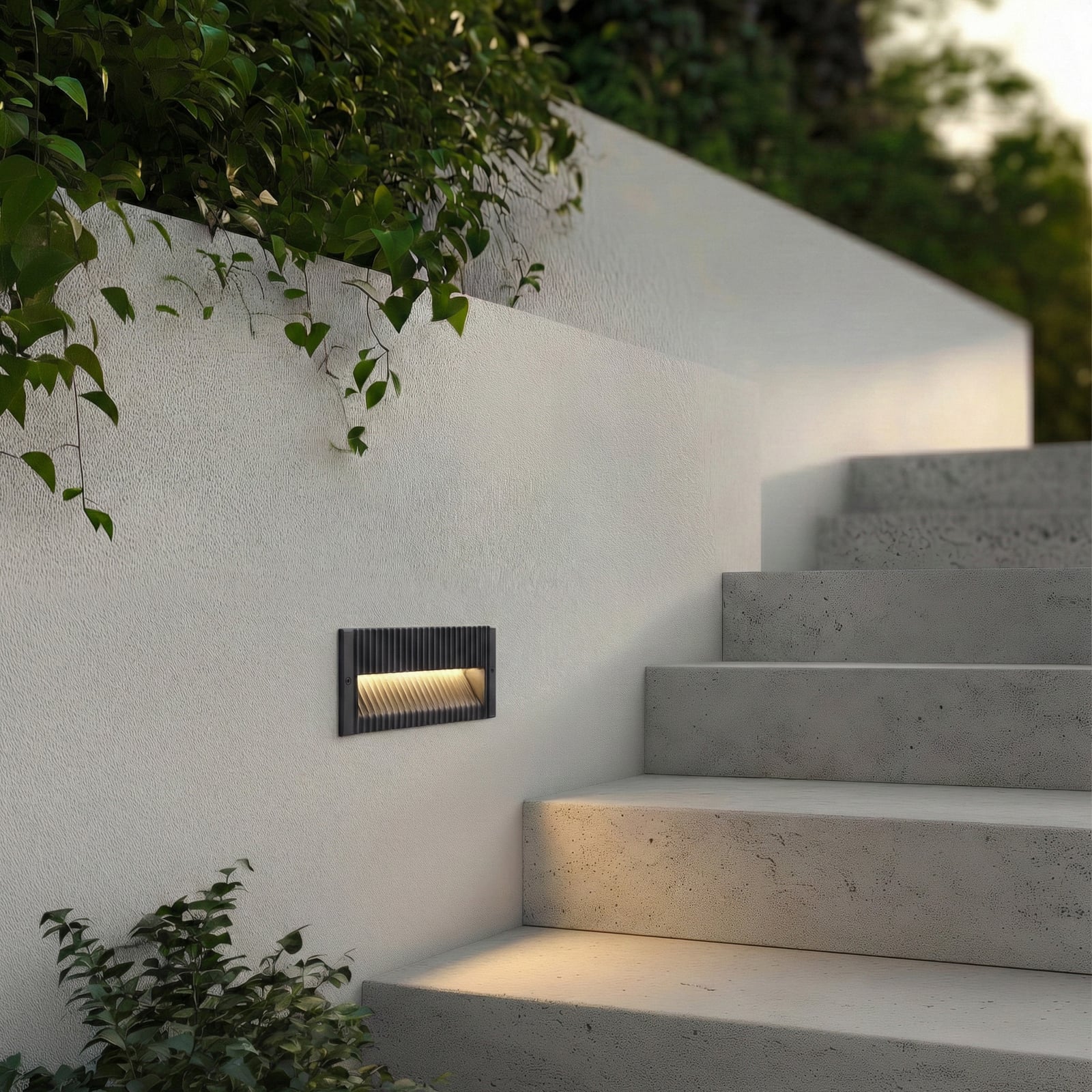LED vegginnbyggingsspot Tavion antrasitt 25 cm IP65 bakside