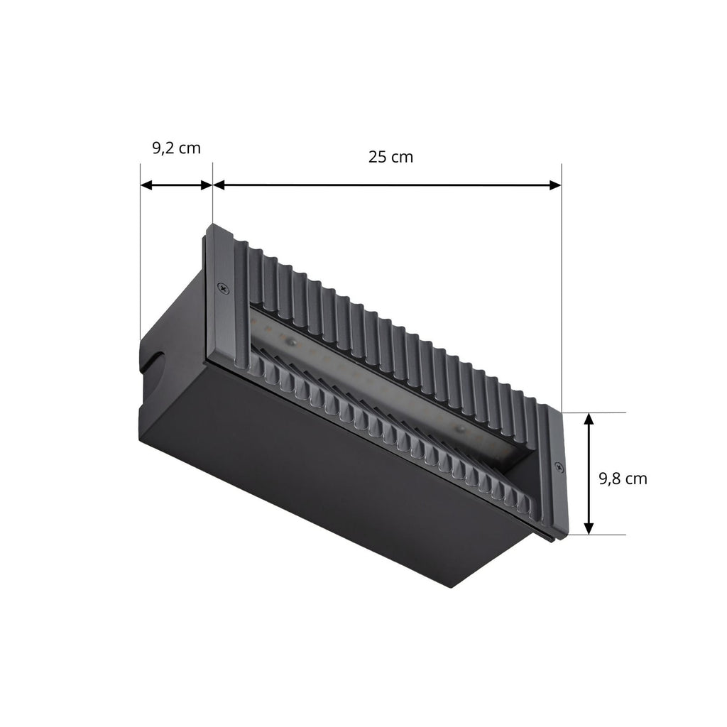 Detalj av LED vegginnbyggingsspot Tavion antrasitt 25 cm IP65