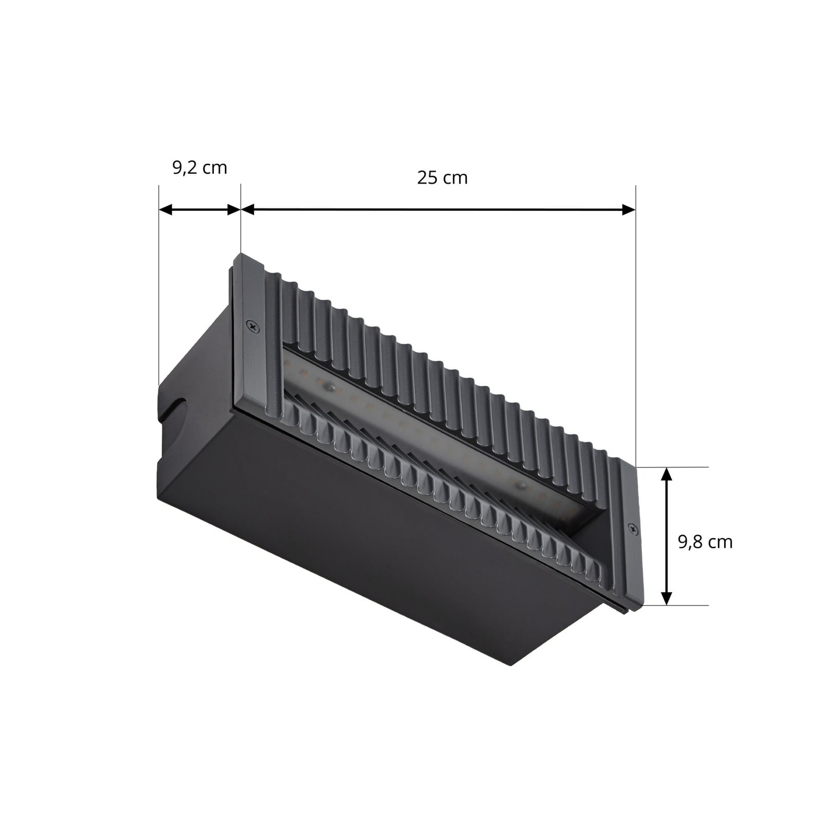 Detalj av LED vegginnbyggingsspot Tavion antrasitt 25 cm IP65