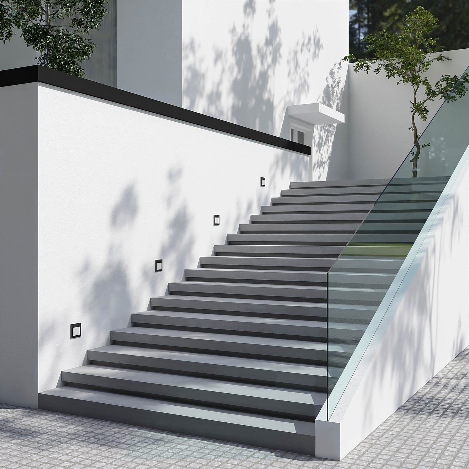 LED vegginnbyggingsspot Zamo svart detalj