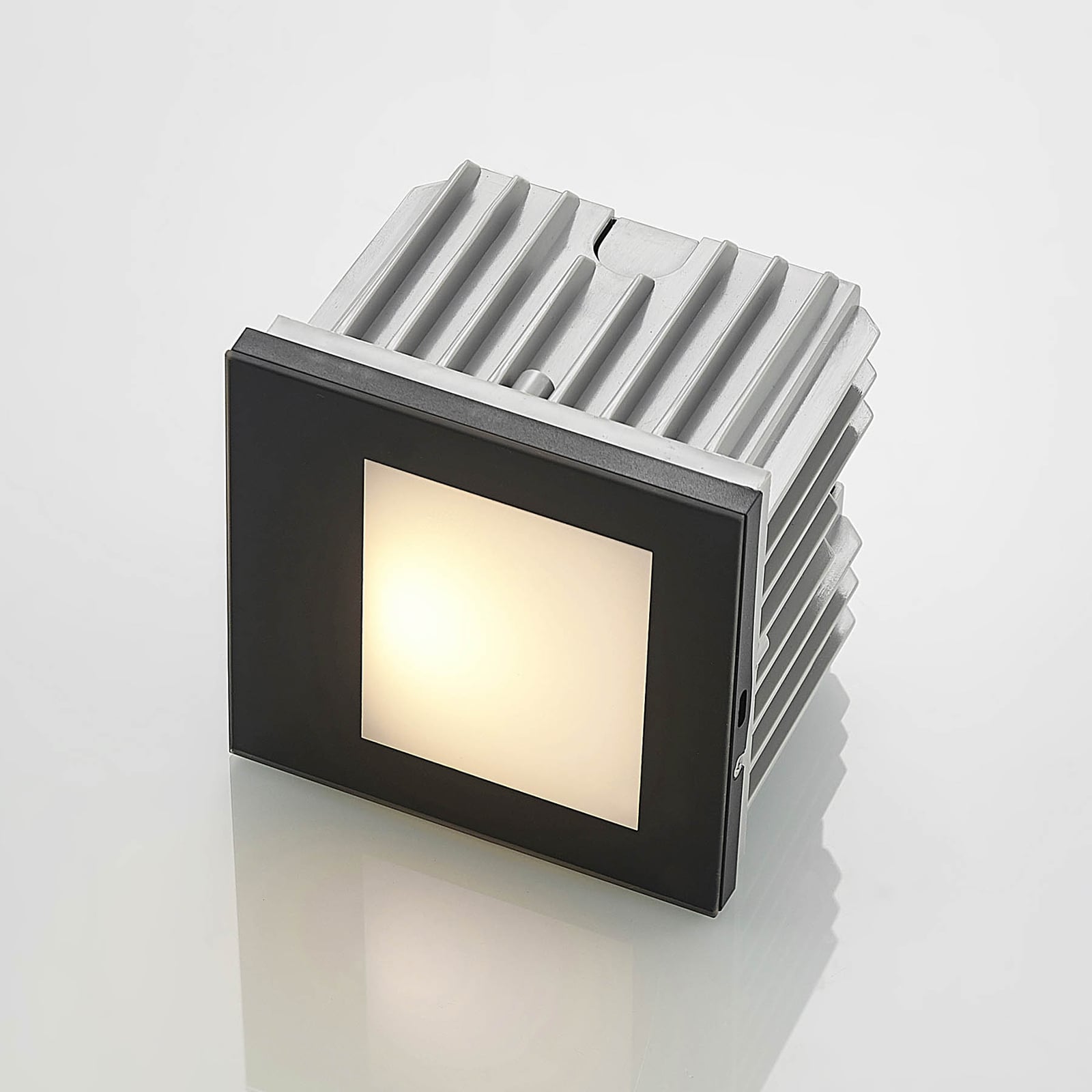 LED vegginnbyggingsspot Zamo svart glassdeksel
