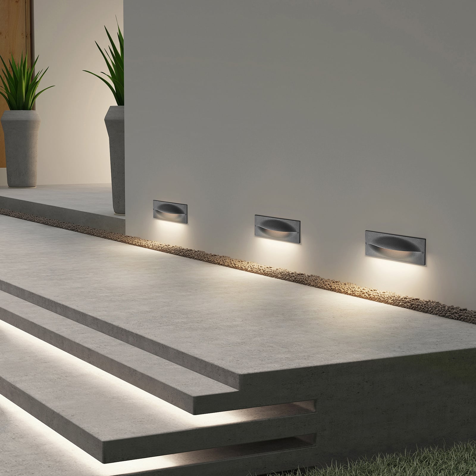 LED vegginnbyggingsspot Zandro antrasitt 25 cm 11W IP65 bakside