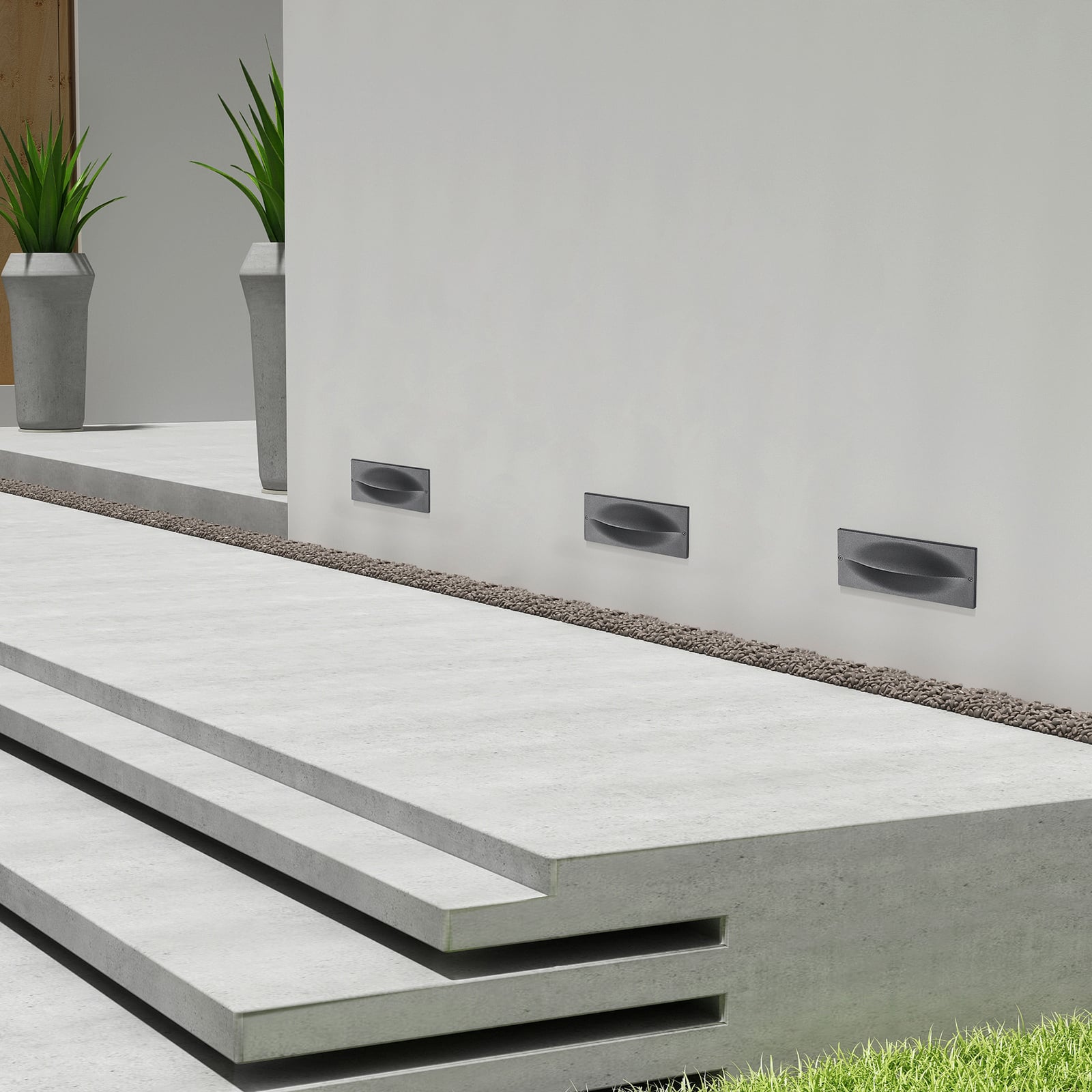 LED vegginnbyggingsspot Zandro antrasitt 25 cm 11W IP65 detalj