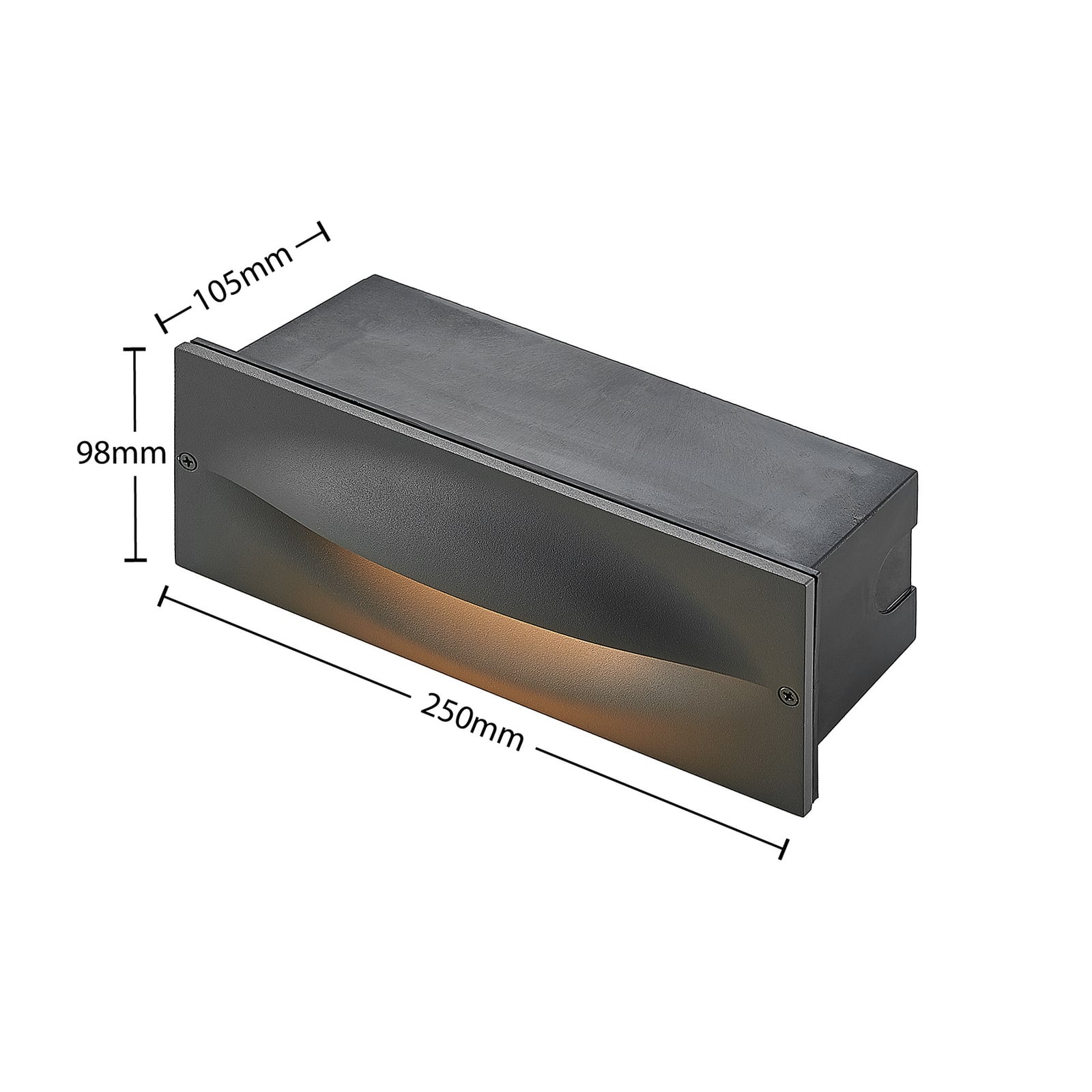 LED vegginnbyggingsspot Zandro antrasitt 25 cm 11W IP65 lysutslipp