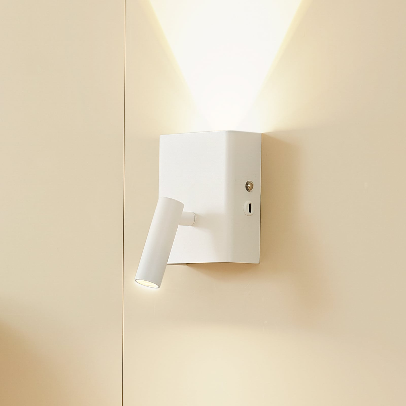 LED vegglampe Agit oppladbar med berøringsdimmer hvit forfra