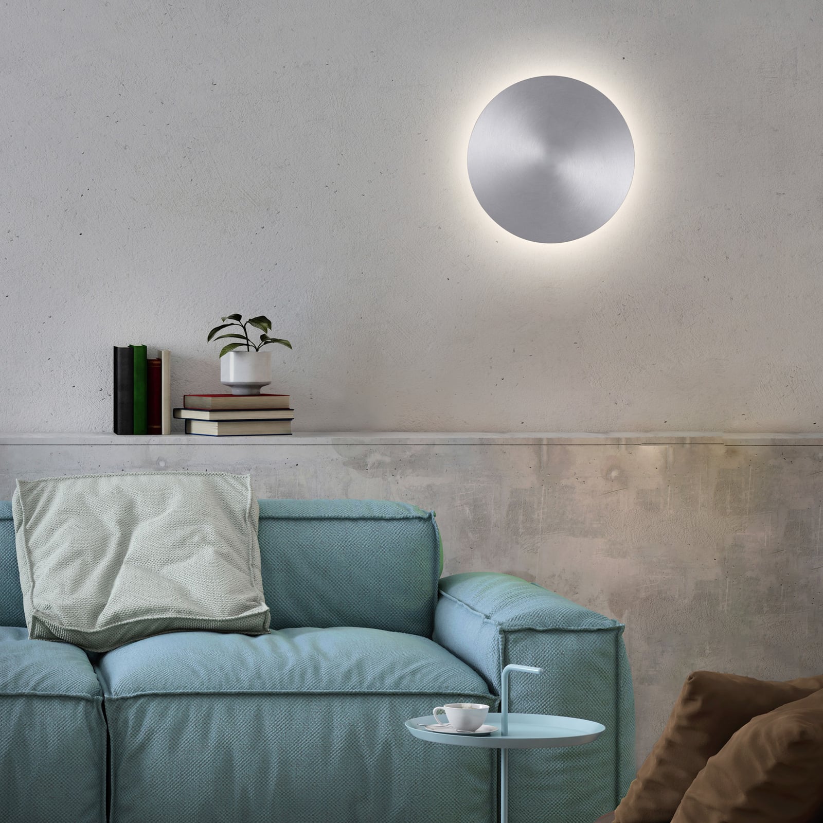 Detaljbilde av LED vegglampe Akku Puntua dimbar Ø25 cm aluminium