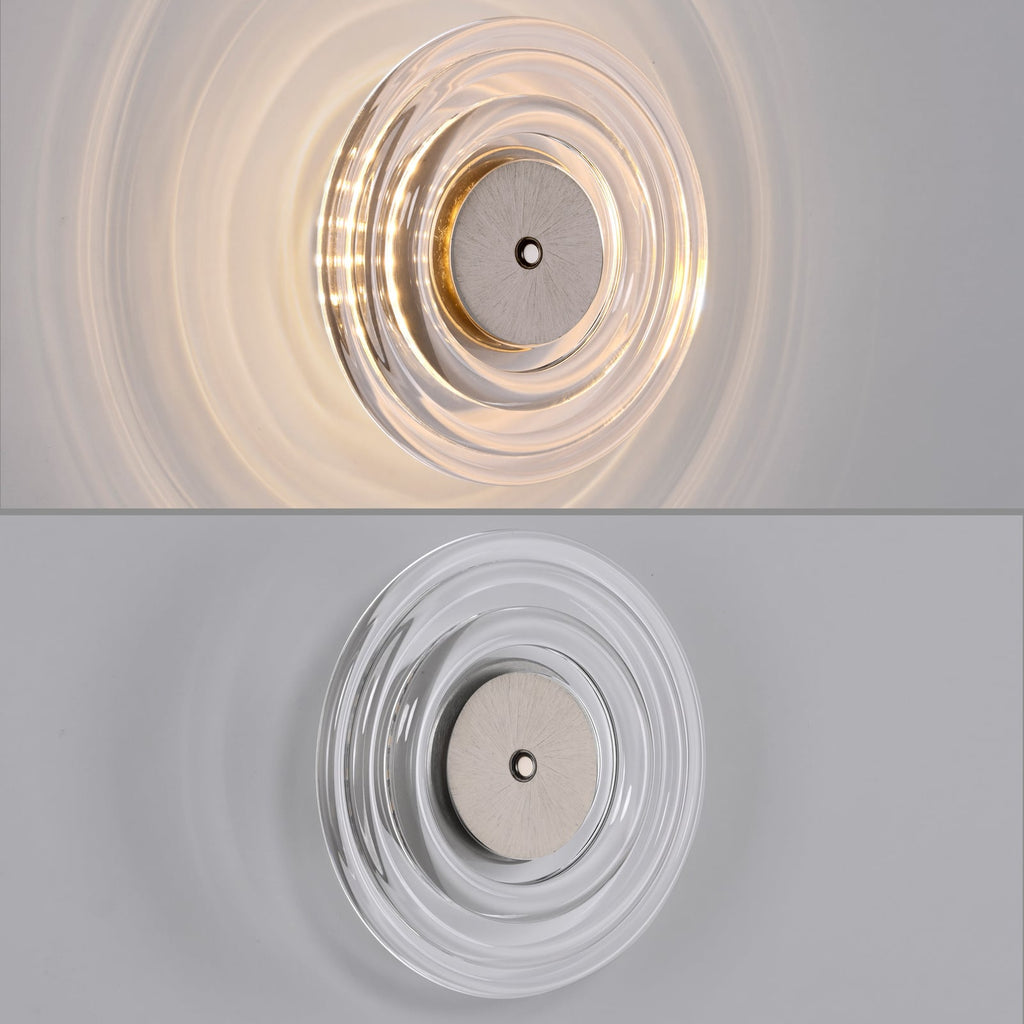 LED vegglampe Akku-Sono dimbar glass klar Ø18 cm usb-kabel
