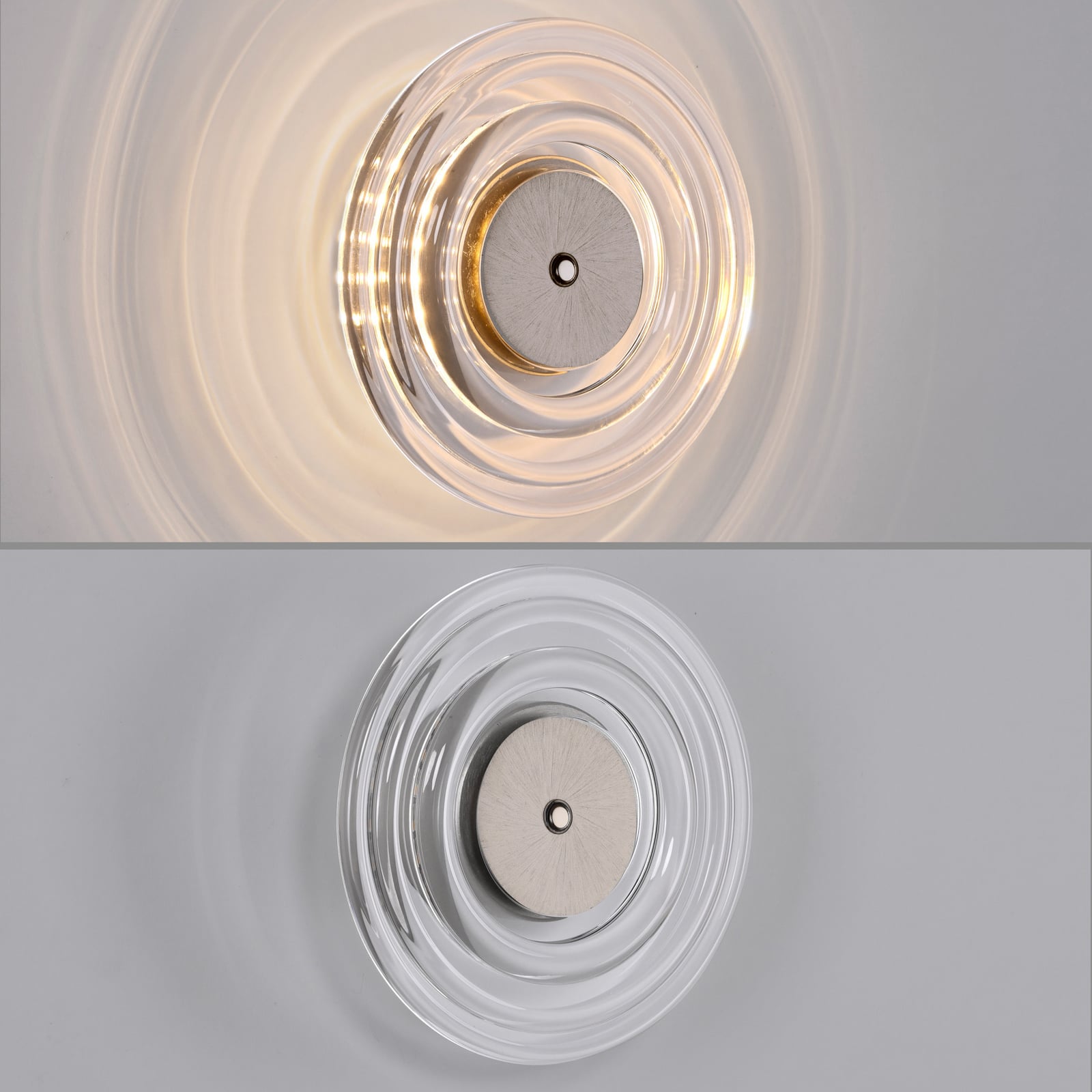 LED vegglampe Akku-Sono dimbar glass klar Ø18 cm usb-kabel
