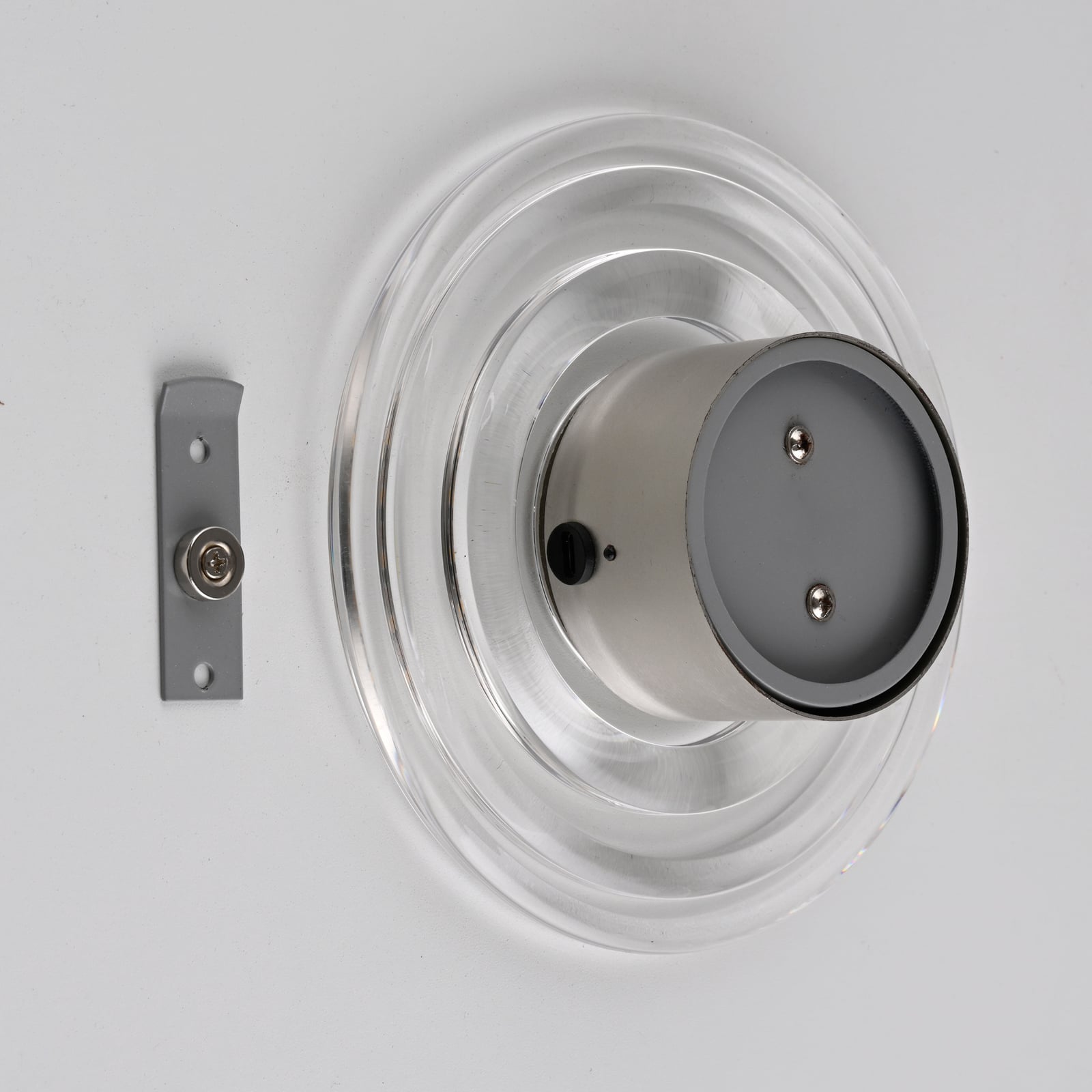 LED vegglampe Akku-Sono dimbar glass klar Ø18 cm touchdimmer