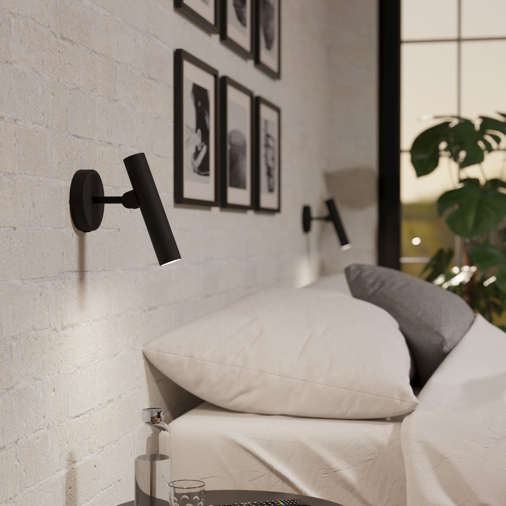 LED vegglampe Almudaina svart stål dimbar bakside