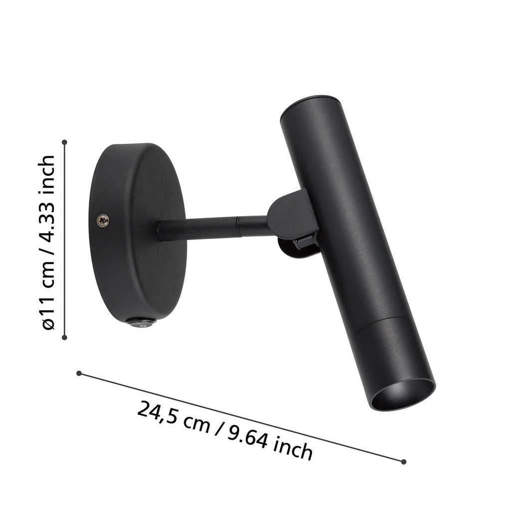 LED vegglampe Almudaina svart stål dimbar detalj