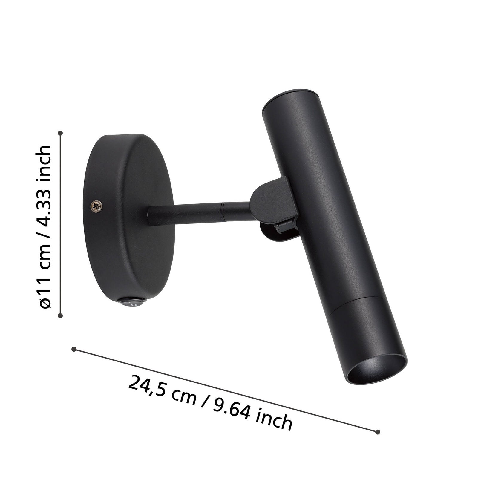 LED vegglampe Almudaina svart stål dimbar detalj