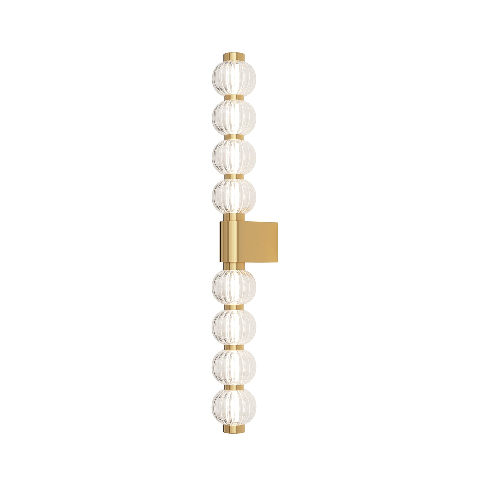 LED vegglampe Amulet linear glass og gull forfra