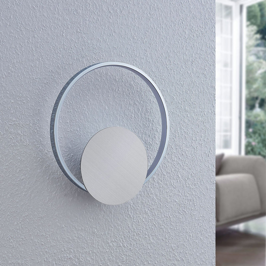 LED vegglampe Anays rund plast krom/klar detalj av kant