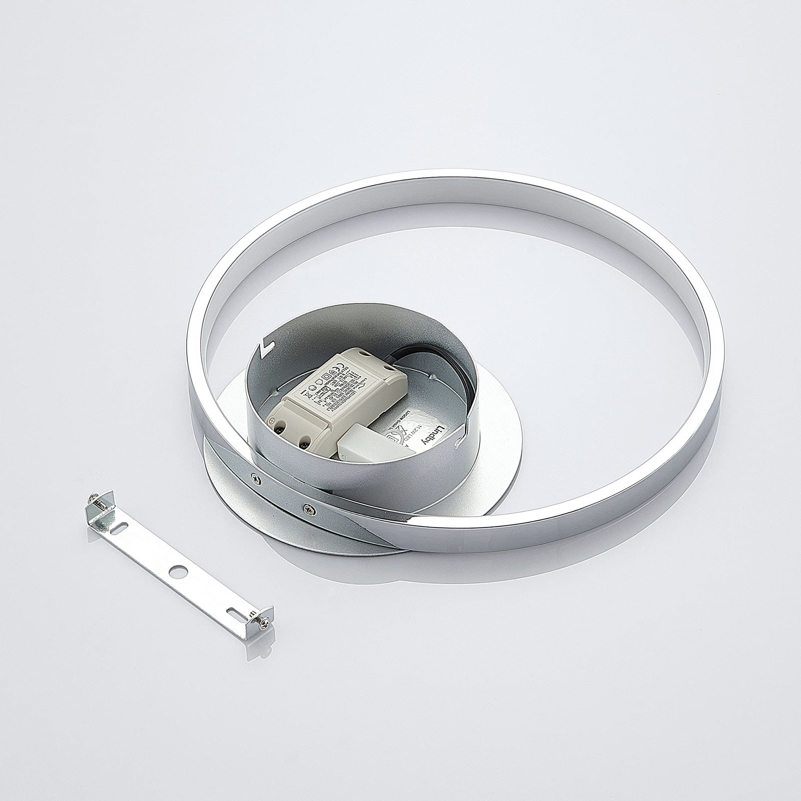 LED vegglampe Anays rund plast krom/klar installasjonsdetalj