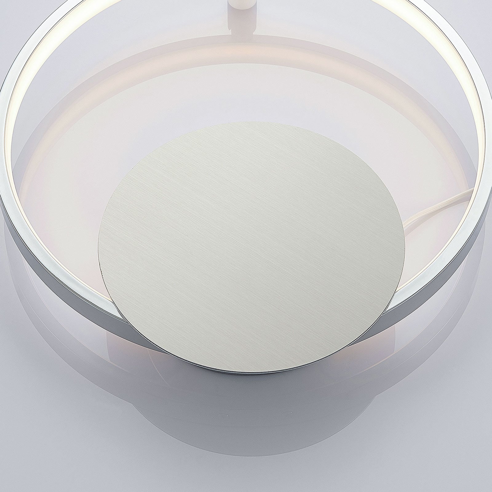 LED vegglampe Anays rund plast krom/klar oversikt fra toppen