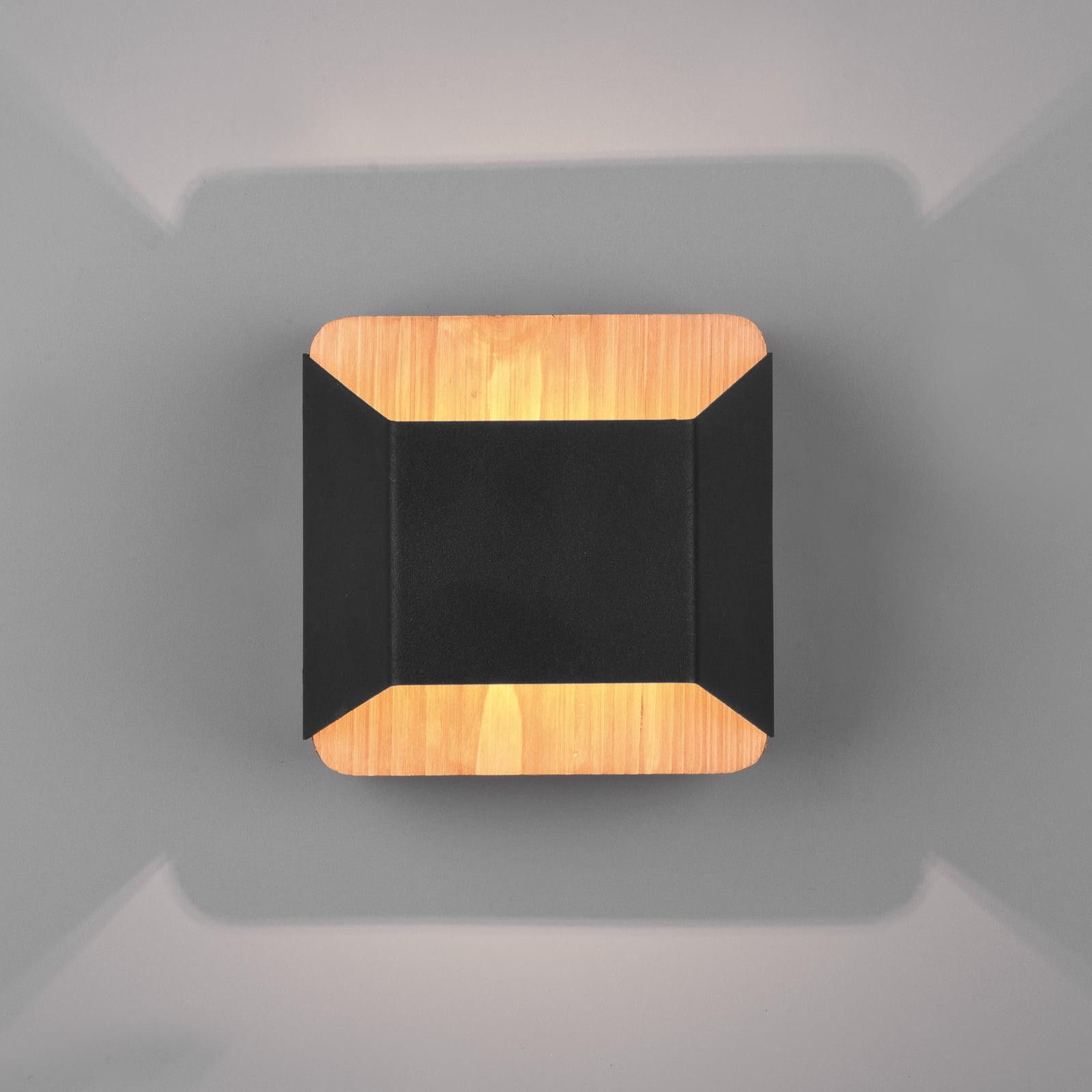 LED vegglampe Arino svart metall og tre dimbar opp/ned bakside