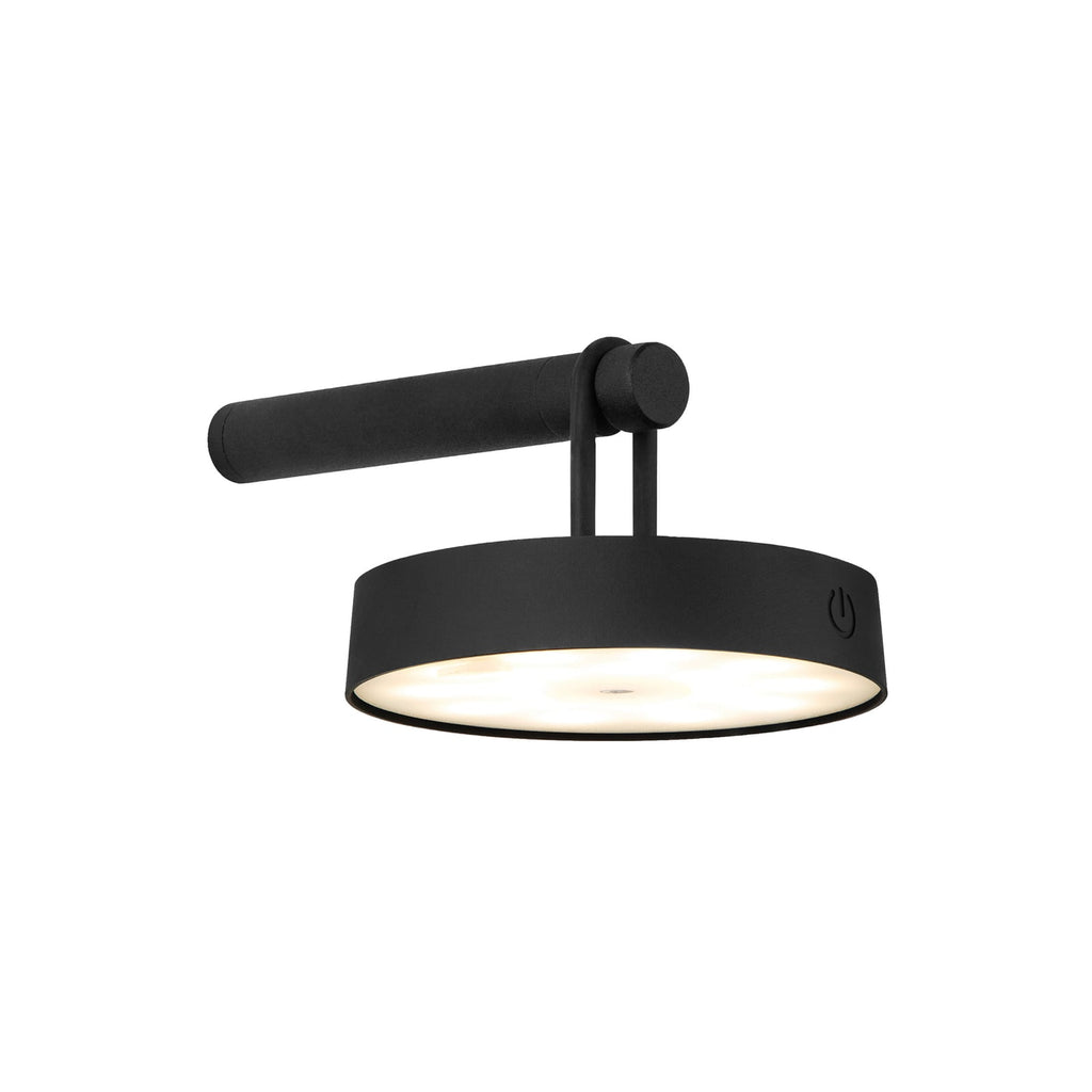 LED vegglampe Arma oppladbar dimbar svart IP44 forfra