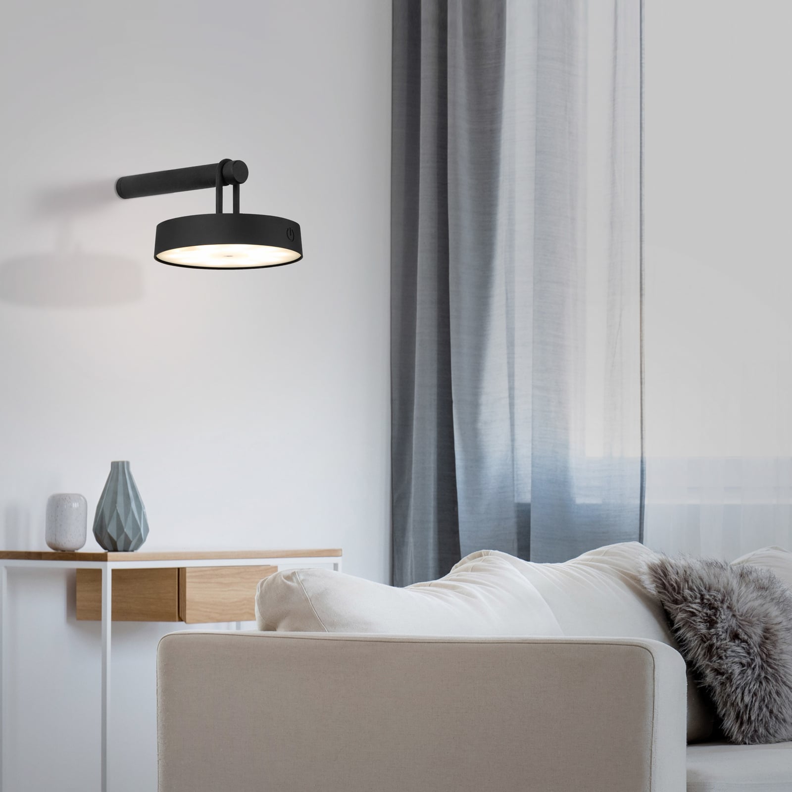 LED vegglampe Arma opphengsdetalj svart IP44
