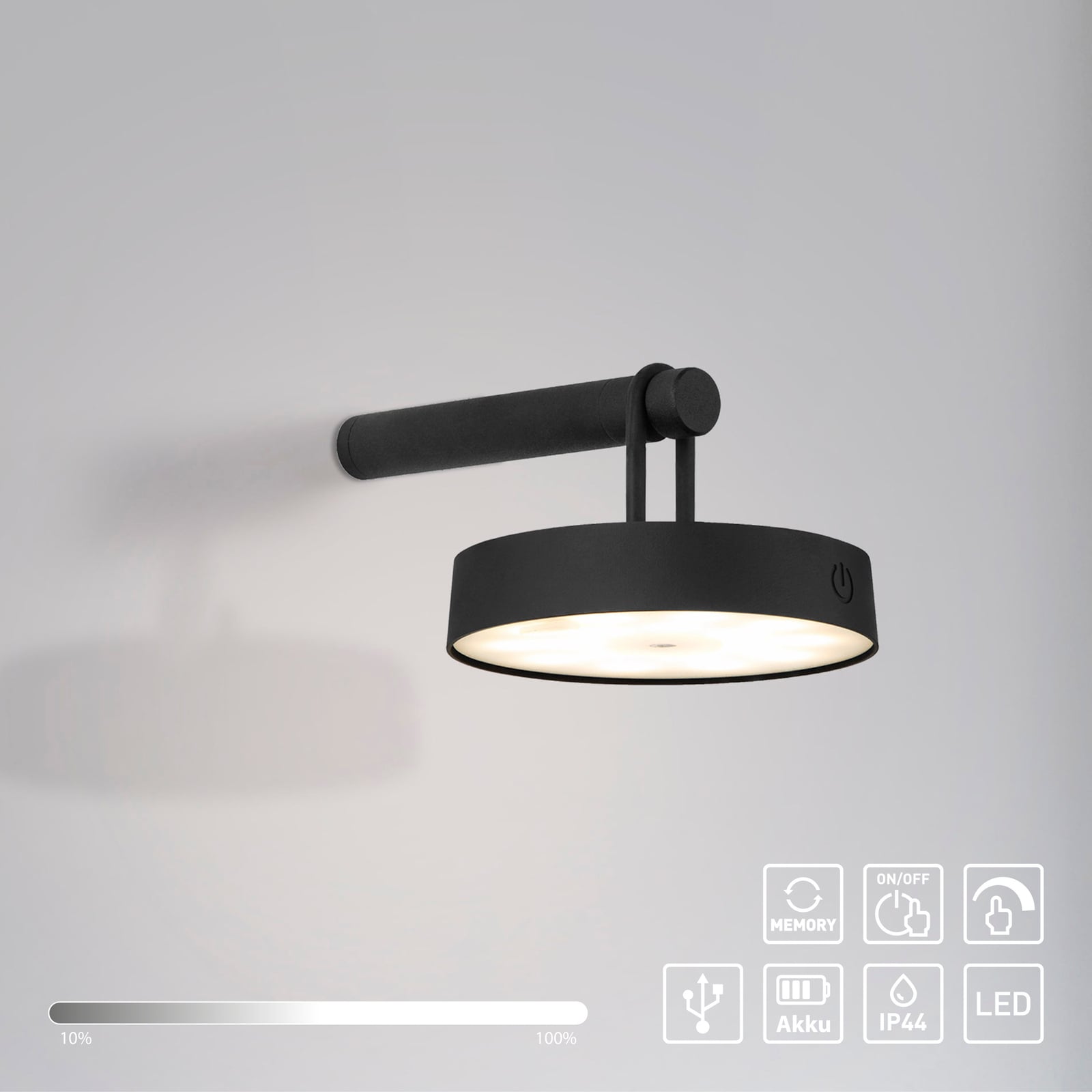 LED vegglampe Arma hengende på krok svart IP44
