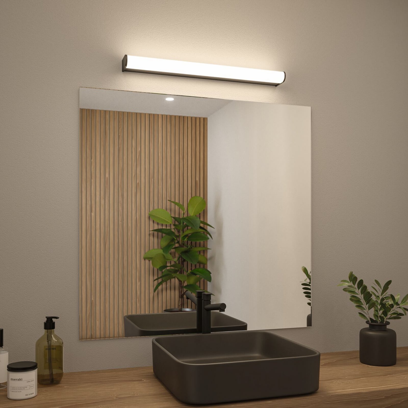 LED vegglampe Arneb svart 59 cm 3000K IP44 bakside