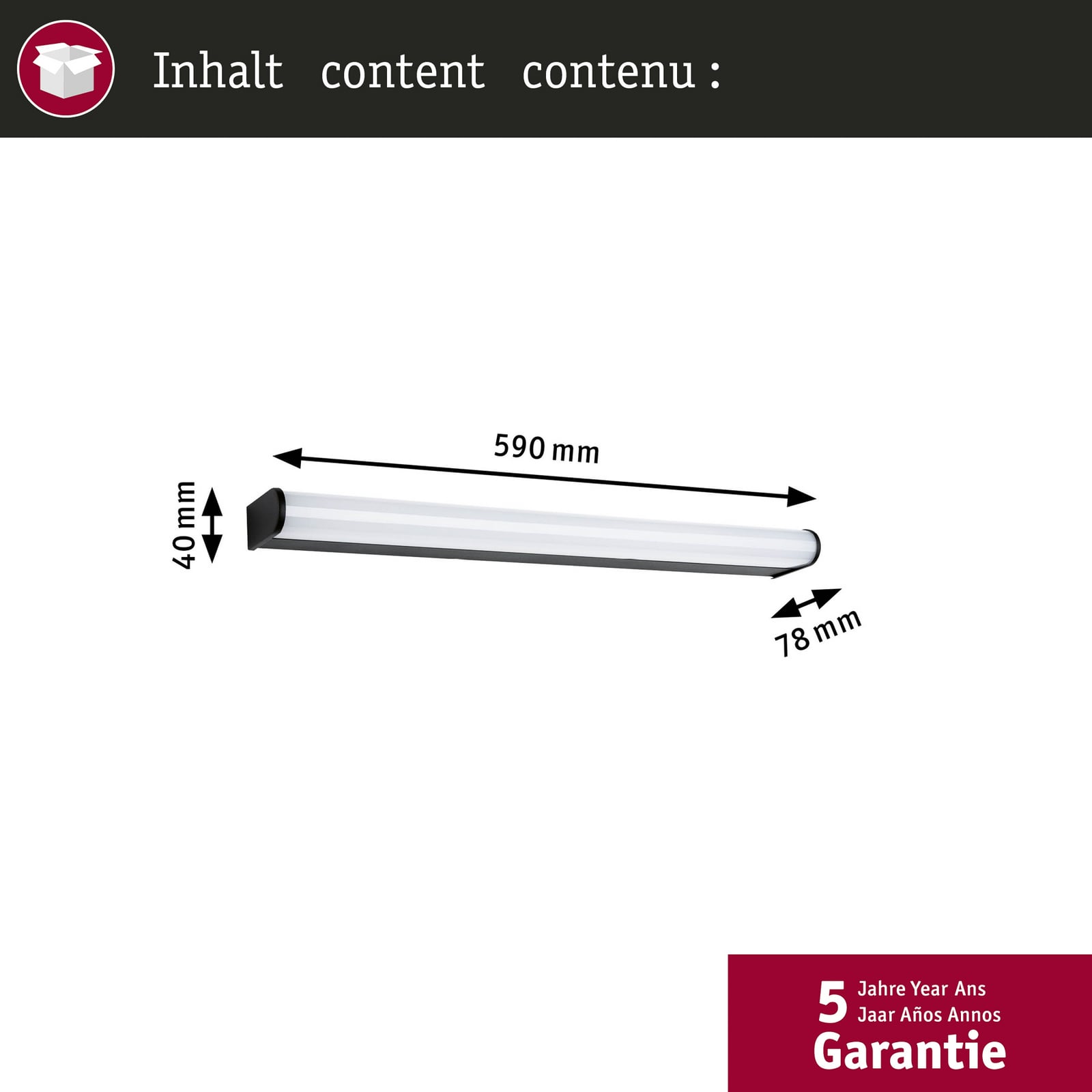 LED vegglampe Arneb svart 59 cm 3000K IP44 nærbilde