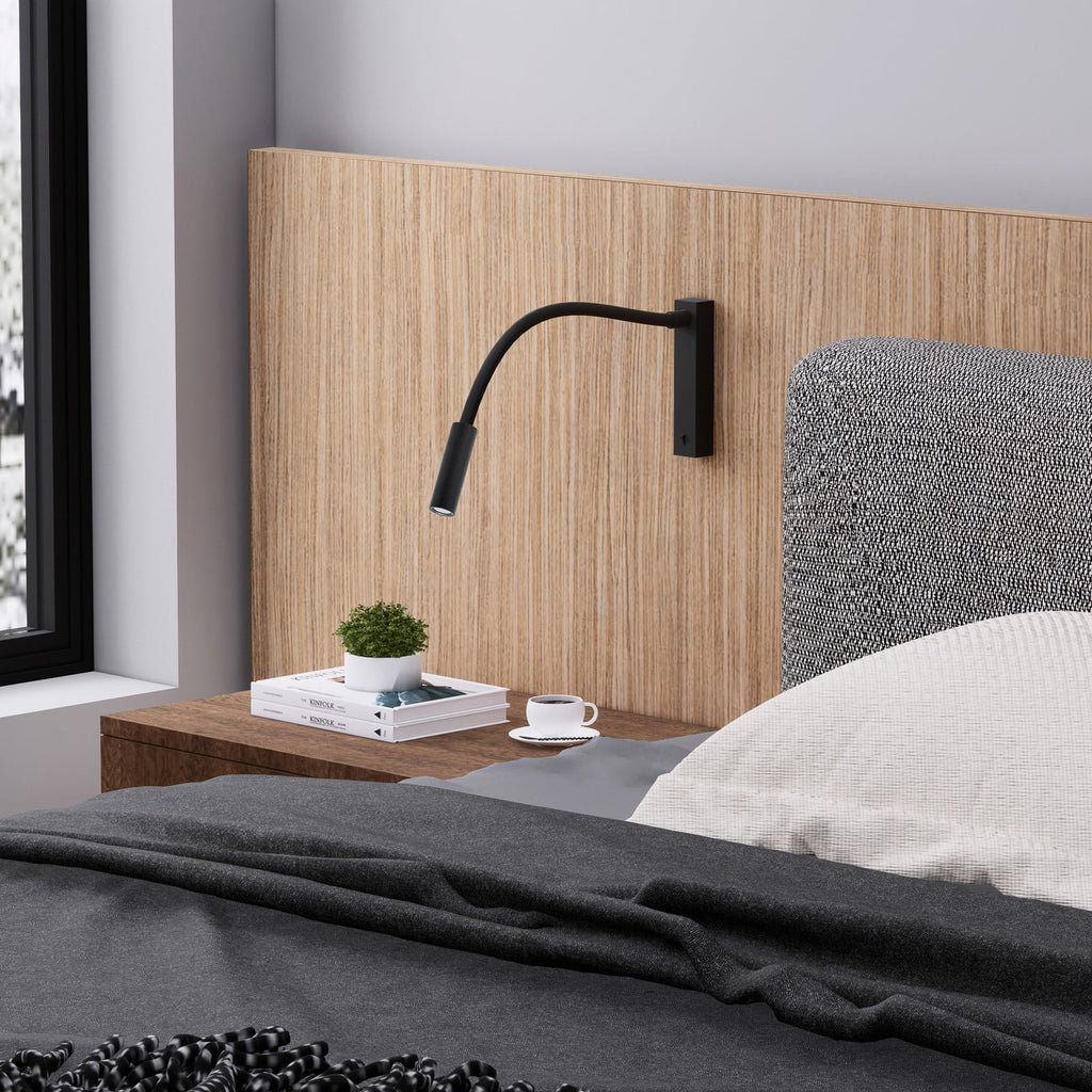 LED vegglampe Arok svart aluminium utspring 49 cm 7W detalj av lampehode
