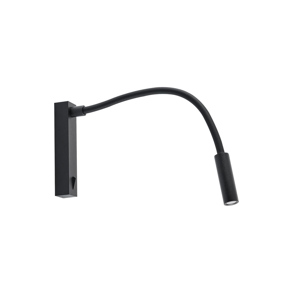 LED vegglampe Arok svart aluminium utspring 49 cm 7W nærbilde bryter