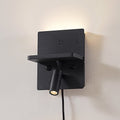 LED vegglampe Auden svart med bryter og ladestasjon forfra