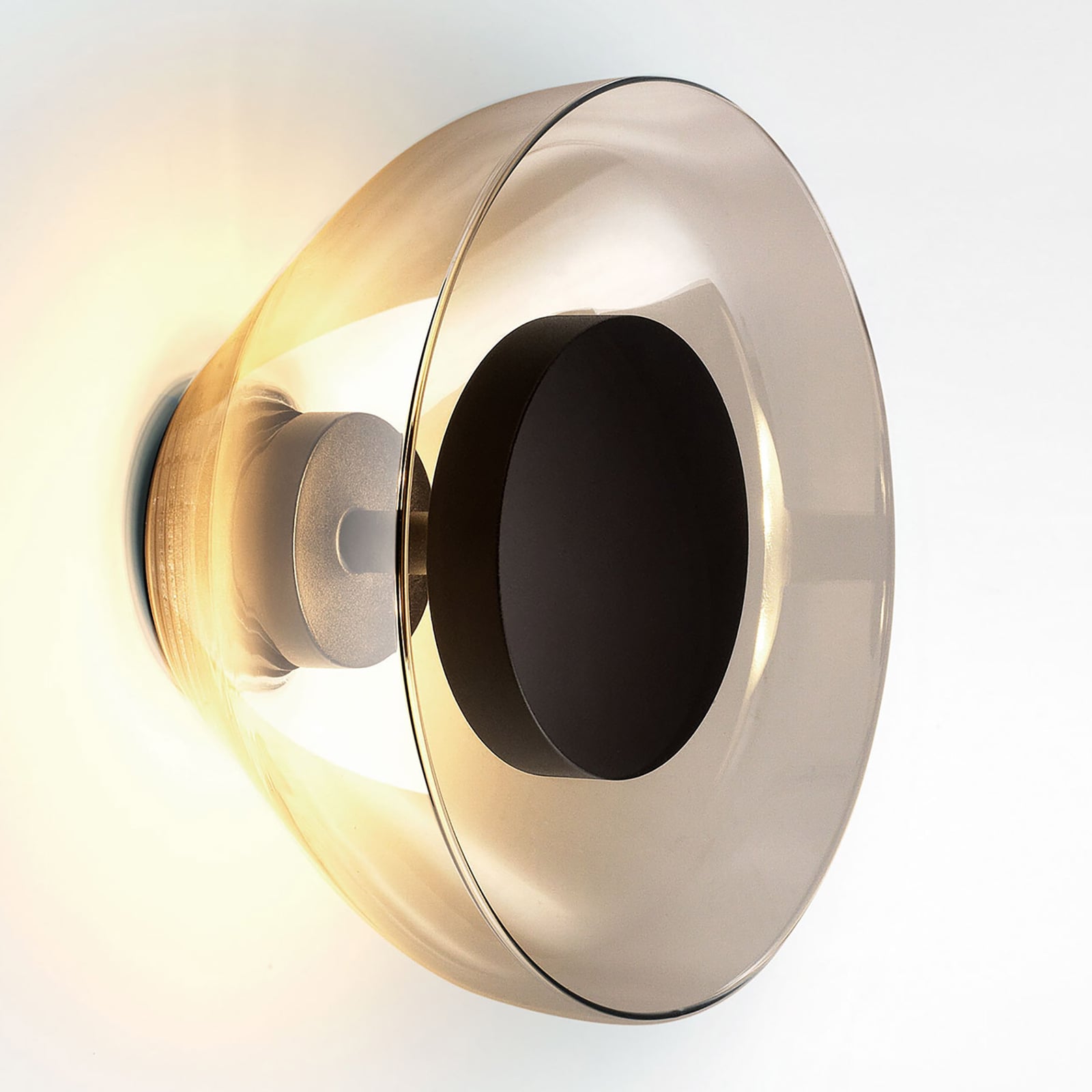 LED vegglampe Aura glass røykgrå dimbar Ø18 cm 10W forfra