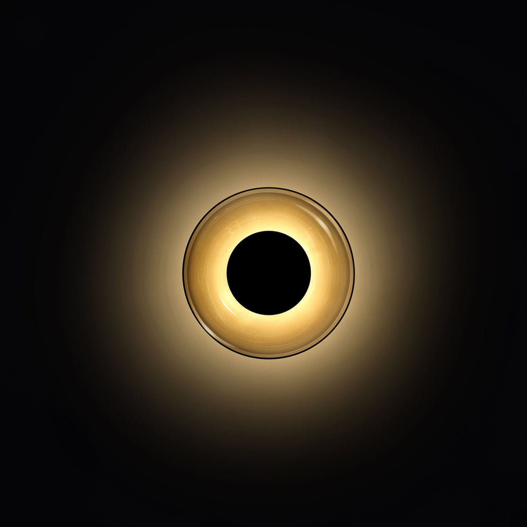 Detalj av LED vegglampe Aura glass røykgrå dimbar Ø18 cm