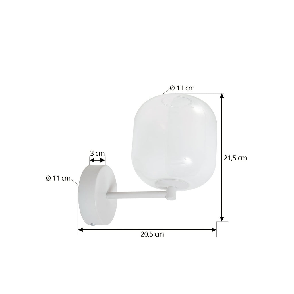 Nærbilde av LED vegglampe Avelina glass/metall hvit