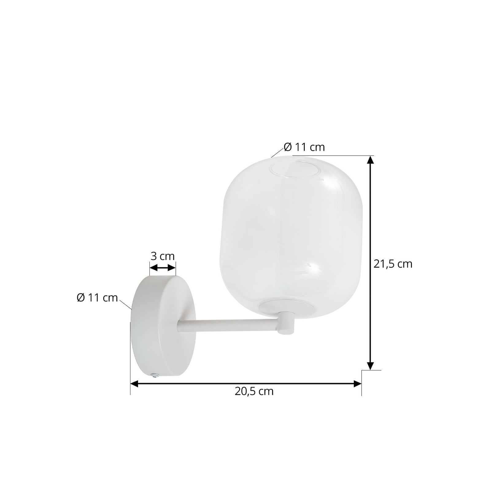 Nærbilde av LED vegglampe Avelina glass/metall hvit