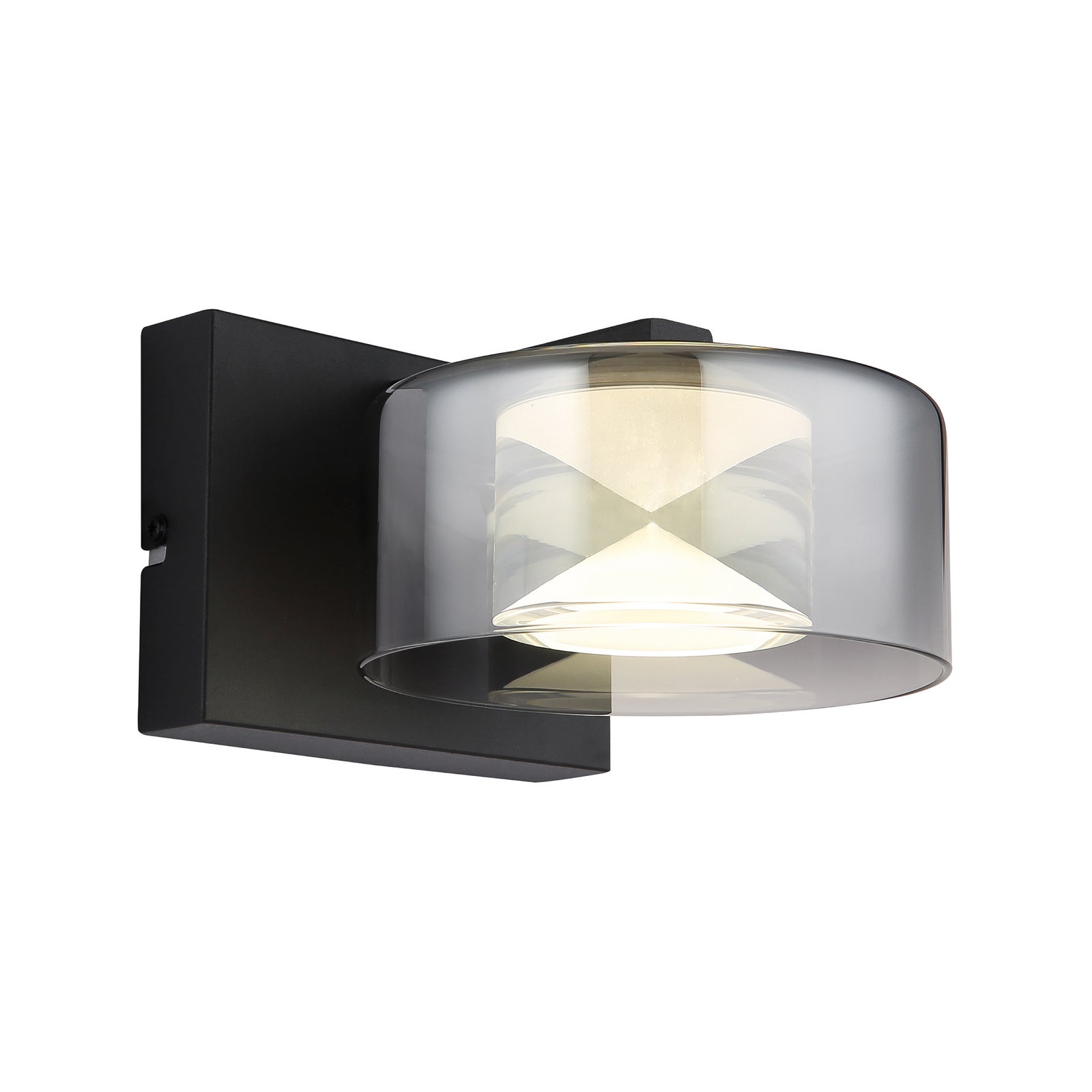 LED vegglampe Belinda røykgrå glass bakside