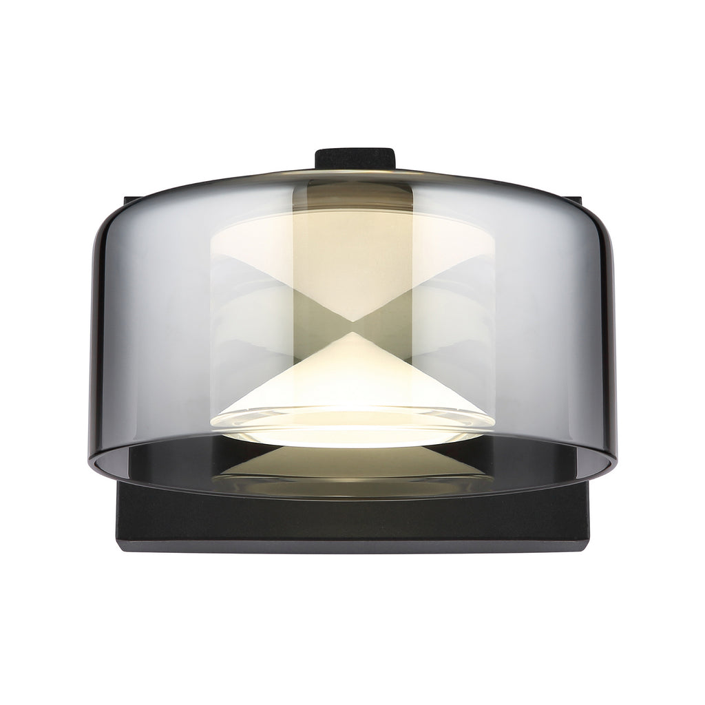 LED vegglampe Belinda røykgrå glass montert i rom