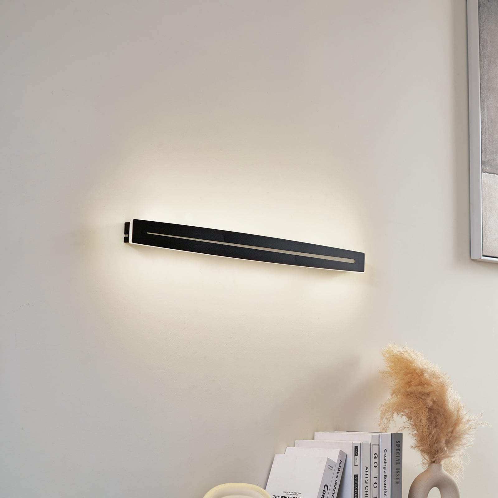 LED vegglampe Benario svart aluminium 80 cm bakside