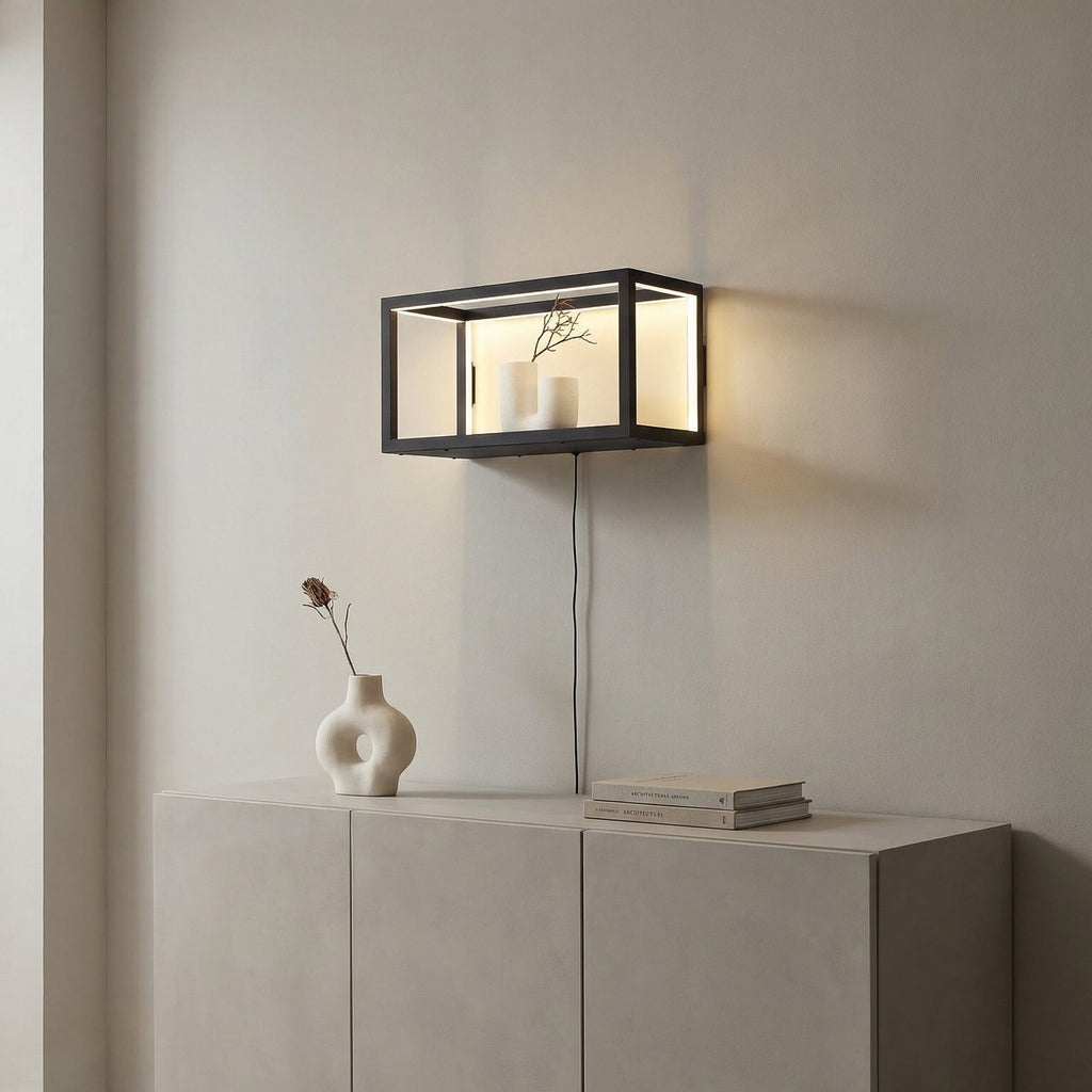 LED vegglampe Birta med hylle og USB 51 cm dimbar svart bakside