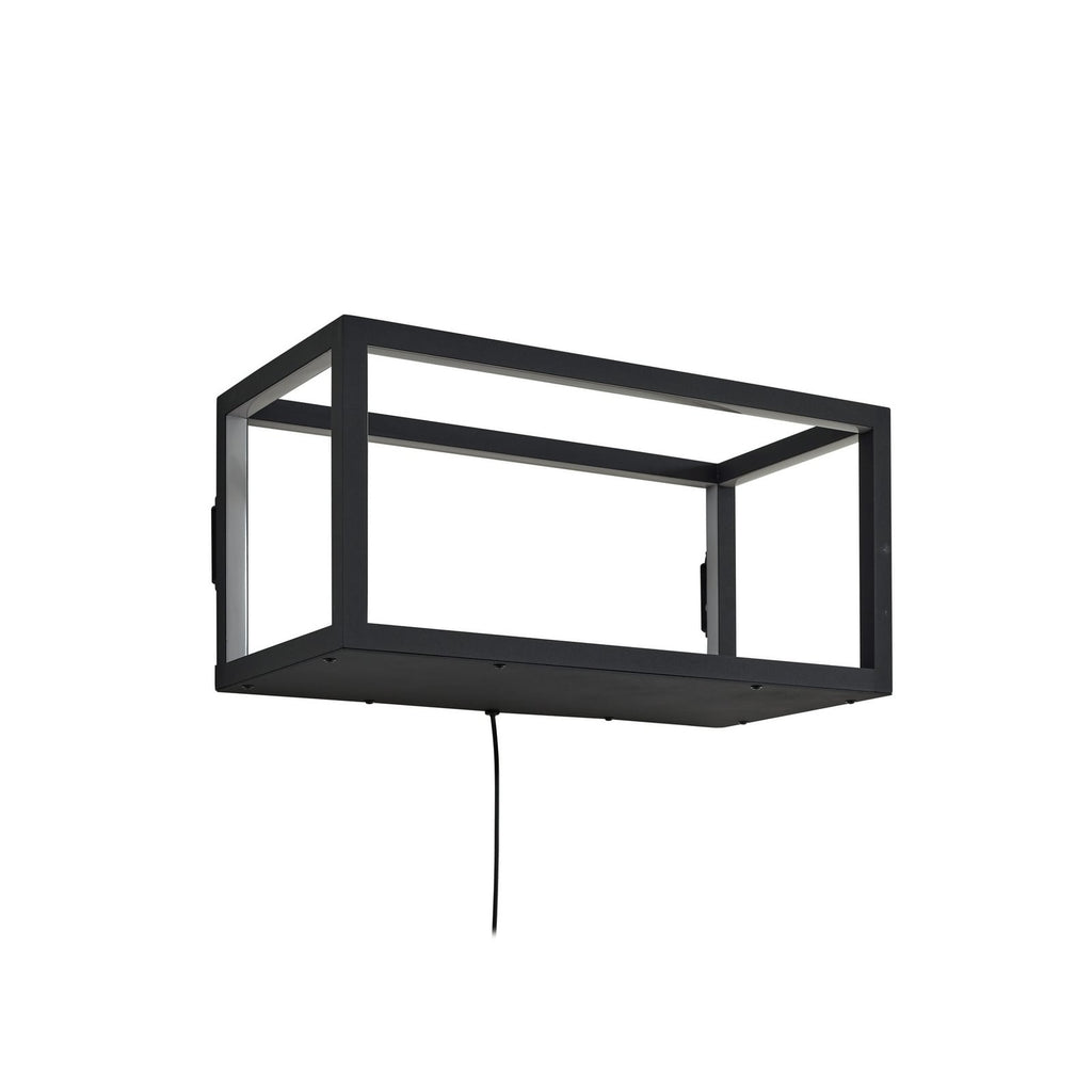 Montert LED vegglampe Birta med hylle og USB 51 cm dimbar svart på vegg