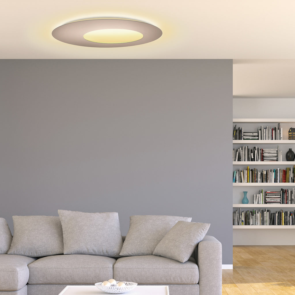 LED vegglampe Blade Open dimbar taupe nærbilde av aluminium