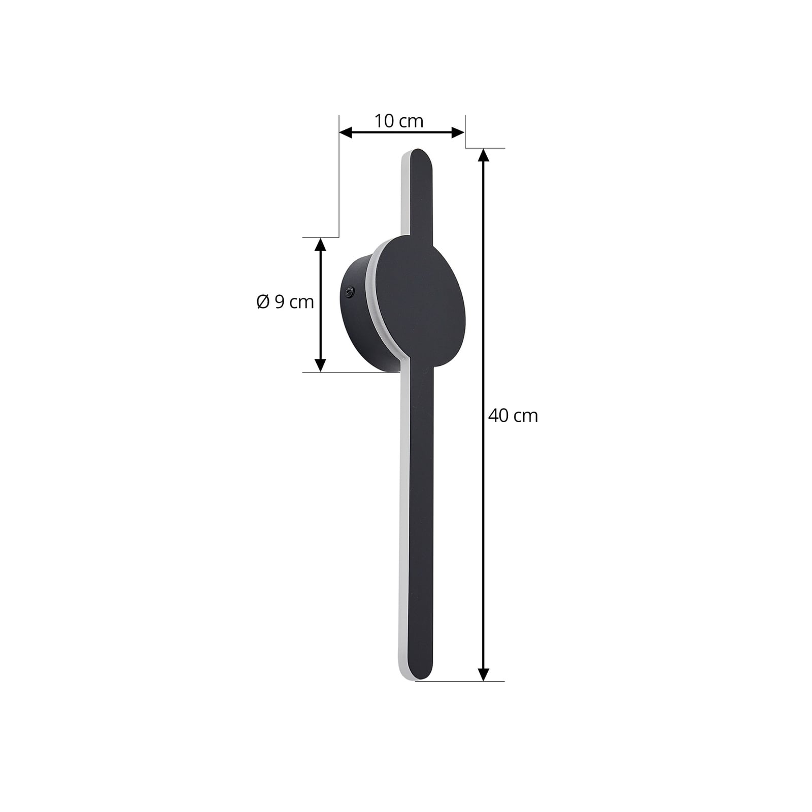 LED vegglampe Borian svart aluminium 40 cm nærbilde