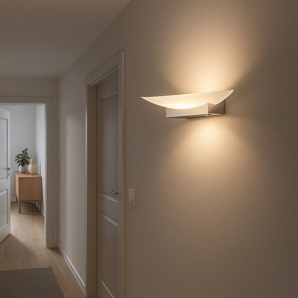 LED vegglampe Bowl CCT dimbar nikkel 30 cm bakside