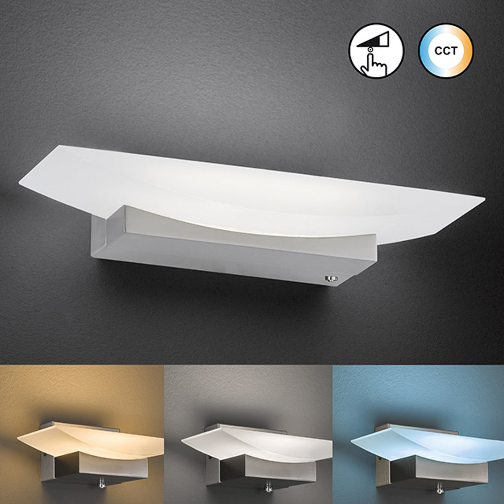 LED vegglampe Bowl CCT dimbar nikkel 30 cm dimmer