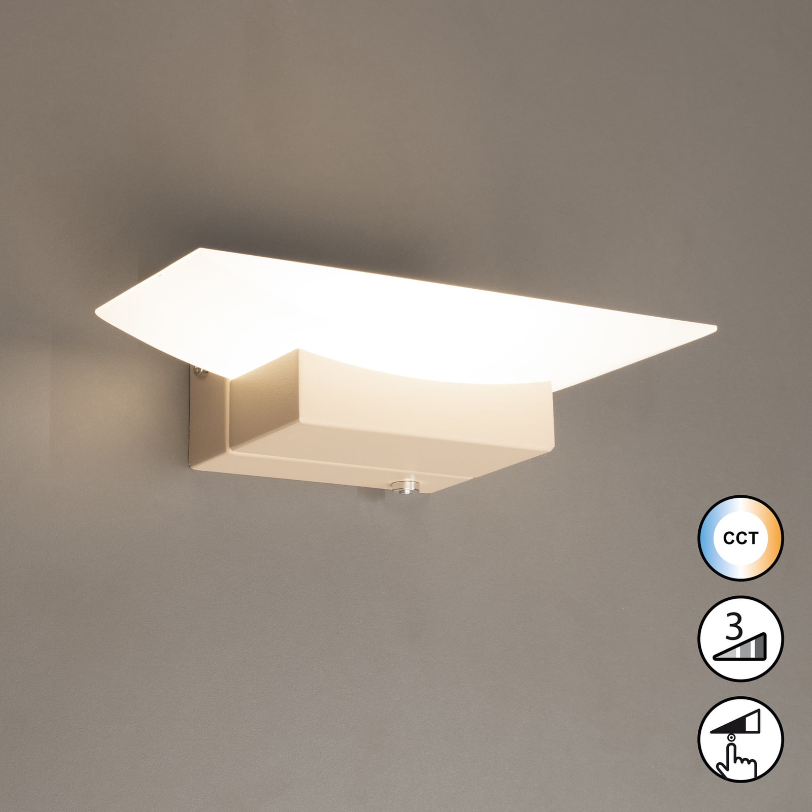 Nærbilde av LED vegglampe Bowl TW dimbar CCT sand 20 cm