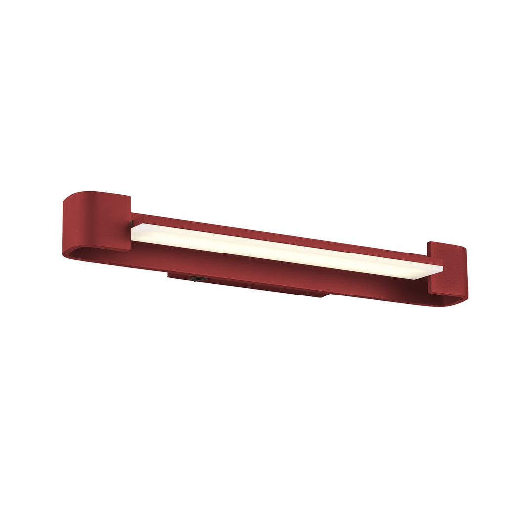 LED vegglampe Box dreibar rød aluminium 40 cm forfra