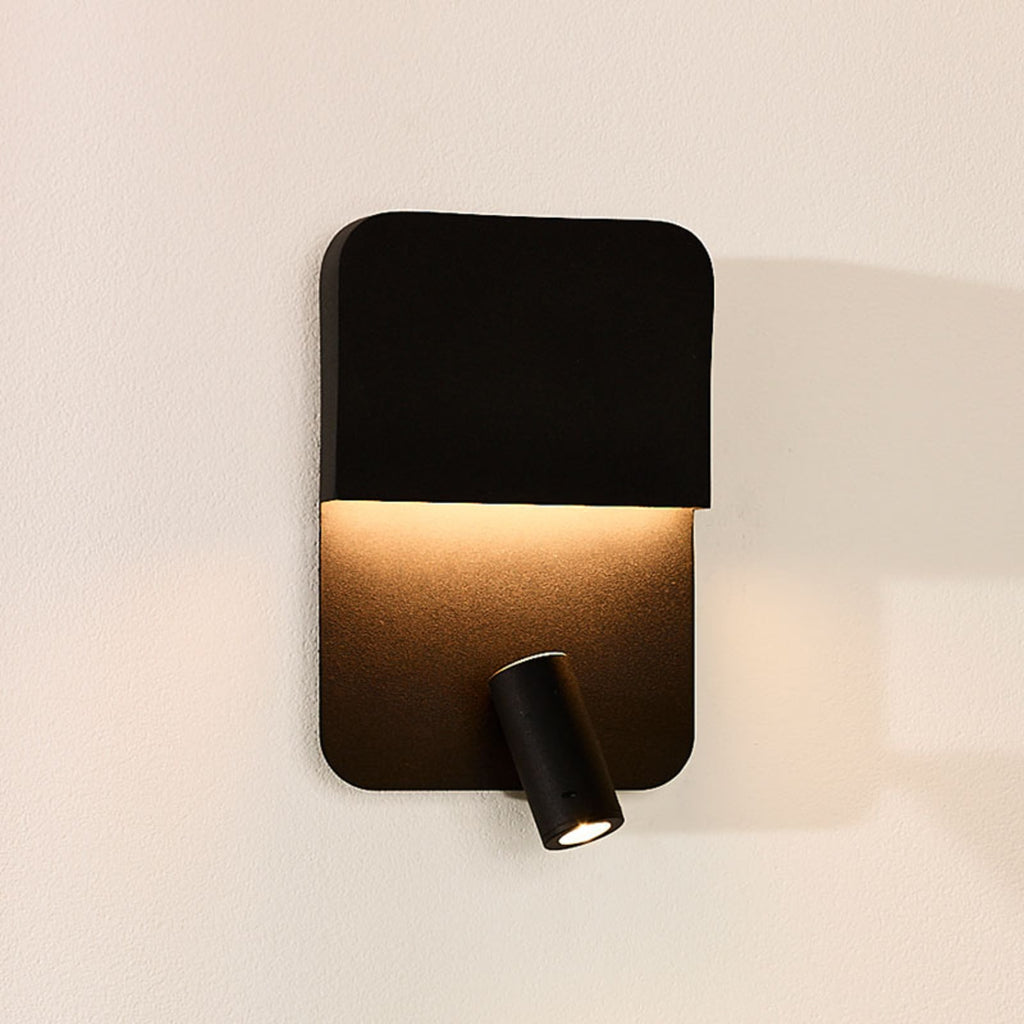 LED vegglampe Boxer med spot svart med bryter USB forfra
