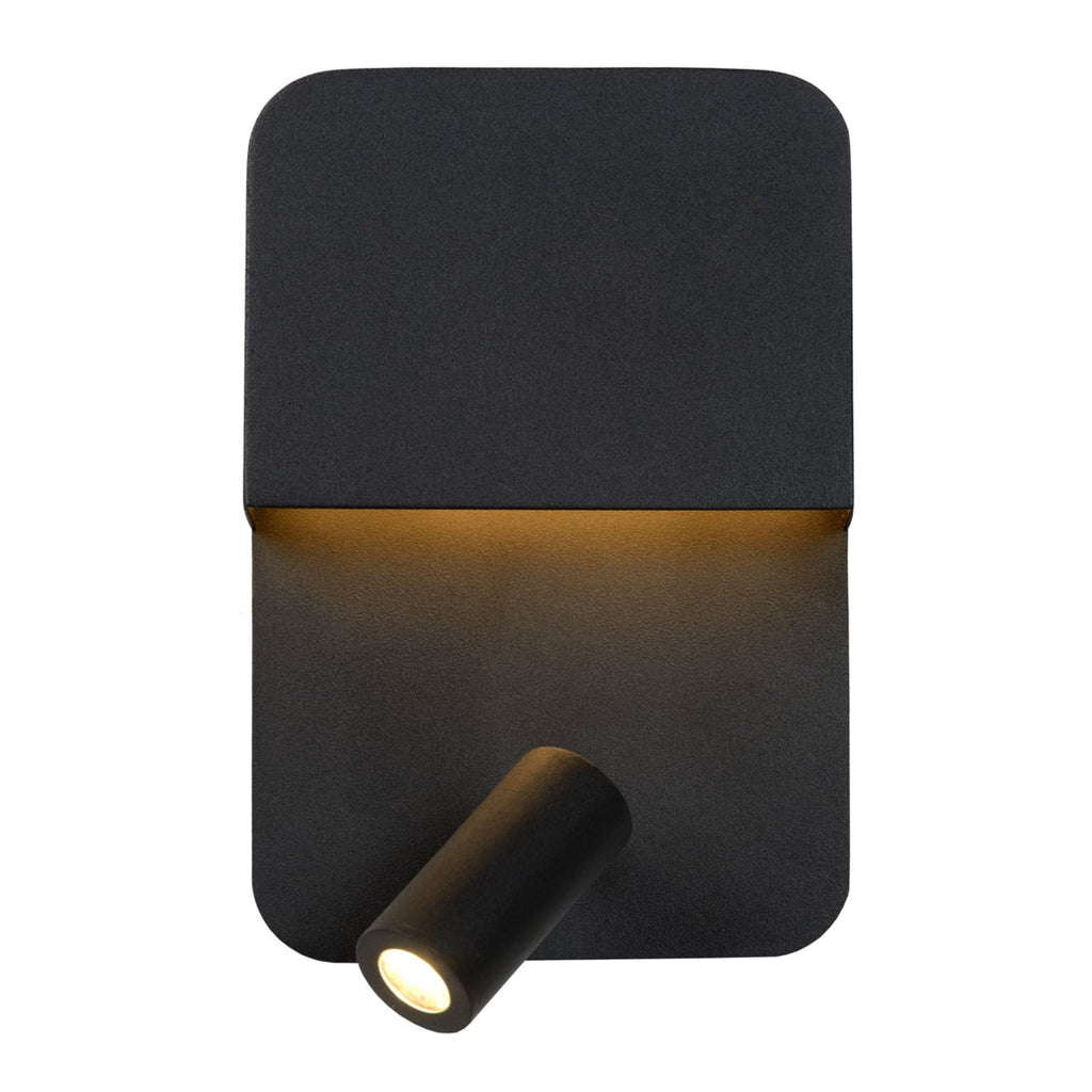 LED vegglampe Boxer med spot svart med bryter USB nærbilde spot