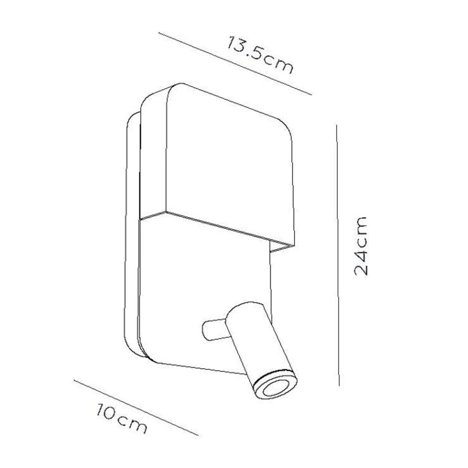 LED vegglampe Boxer med spot svart med bryter USB sideprofil