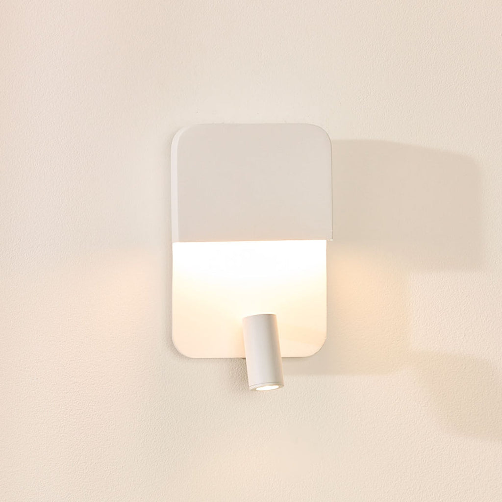 LED vegglampe Boxer med spot hvit stål med bryter forfra
