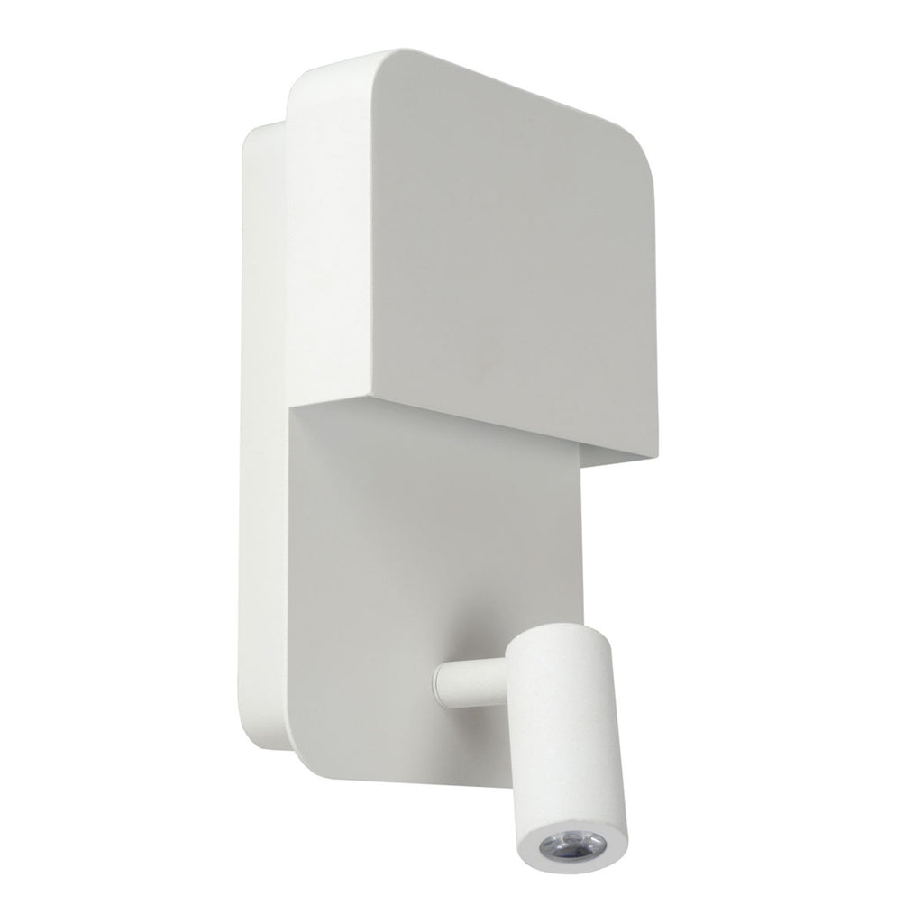 LED vegglampe Boxer med spot hvit stål med bryter montert